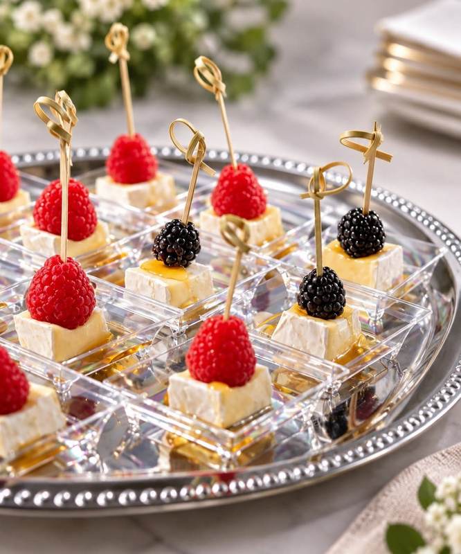 Petiscos com frutos vermelhos em copo